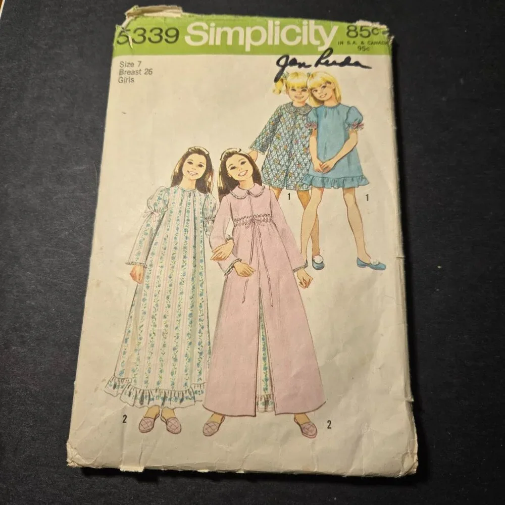Mixed Sewing Pattern Lot - children's pajamas, nightgowns, robe - Unverified